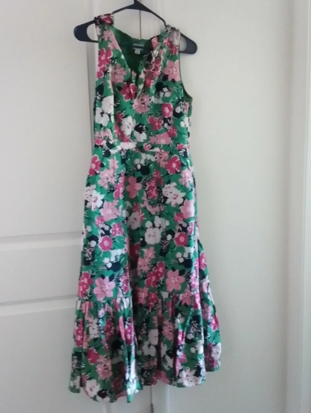 J Crew Women’s Green Floral Maxi Dress - Sleeveless Tiered Design
